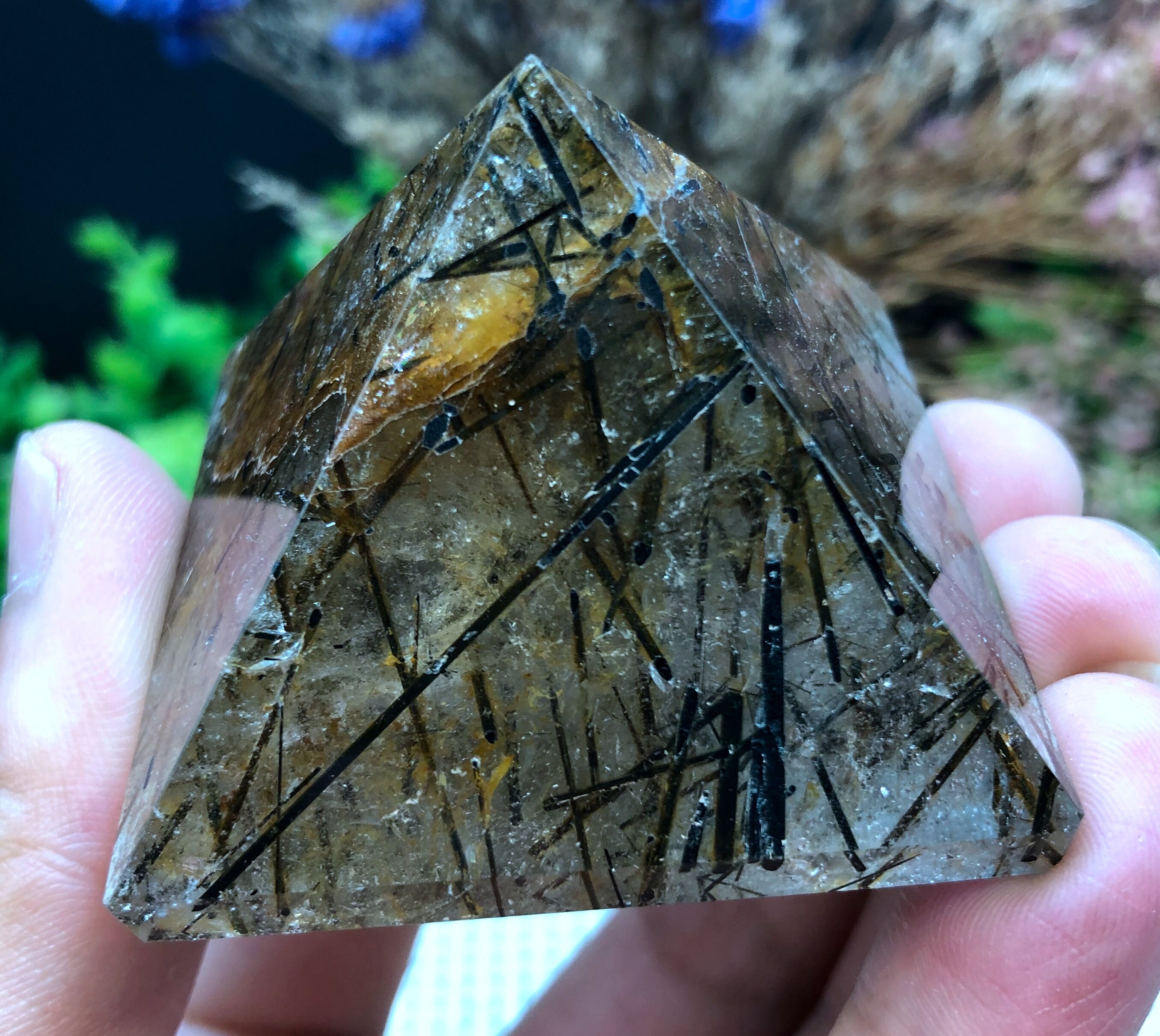 Pyramidal Quartz Rare Natural Included Thick Black Rutilated Pyramid/quartz - Etsy