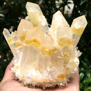 Angel Aura Quartz Himalaya Clear Abundance Quartz Cluster/White Abundance Quartz Cluster/Healing Crystal/Reiki/Meditation/self stand