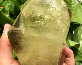シトリン ポイント タワー 透明度抜群 天然の大きな透明なヘッドの黄色のシトリンクリスタルクォーツポイント
