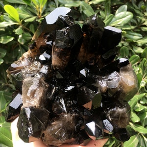Top Large Raw black Crystal Cluster/Black Quartz Cluster/Quartz Cluster/Rough Black Abundance Crystal Plate/Healing Crystal/Energy