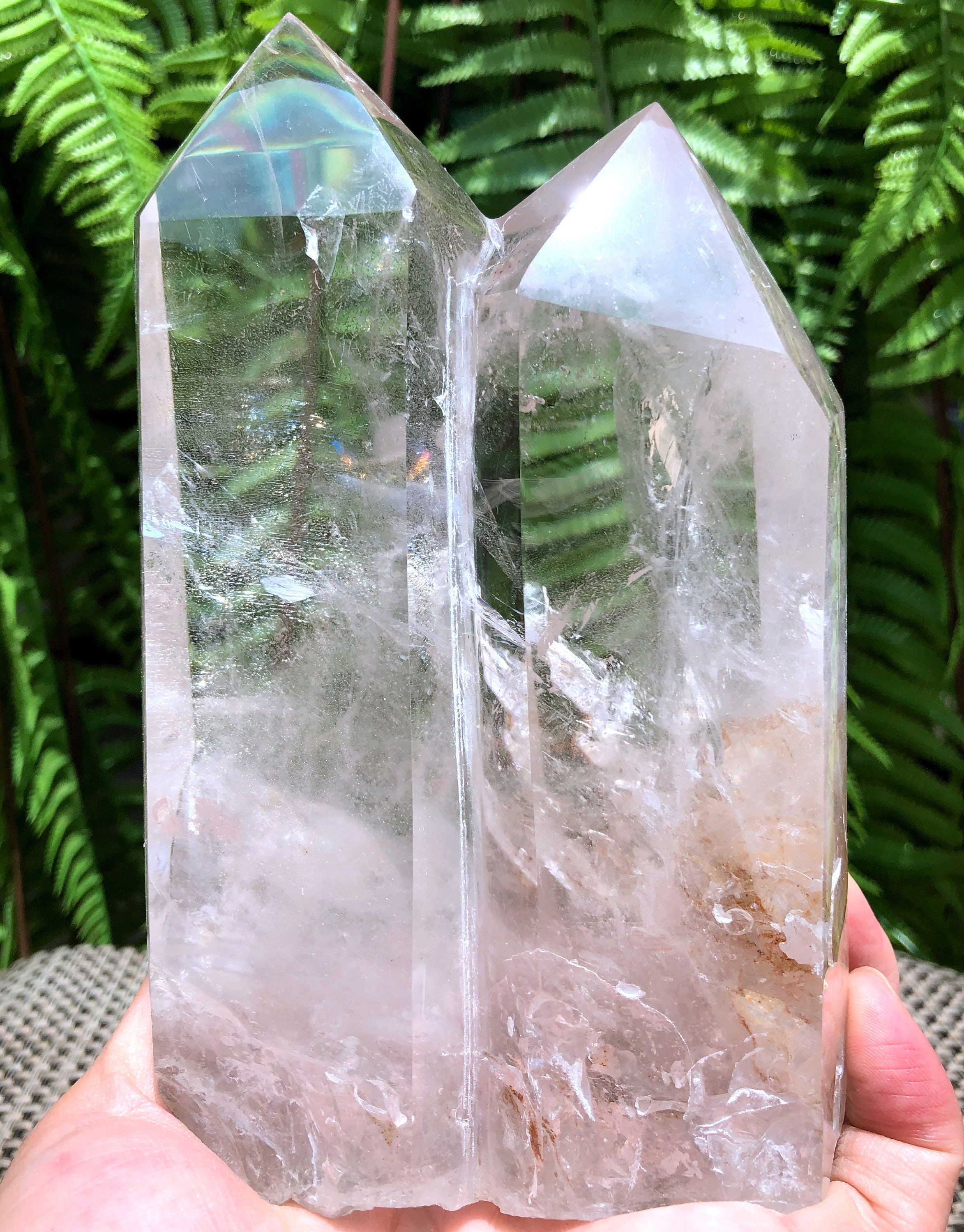 Natural Himalaya Rainbow Clear Crystal Quartz Point/White Tower/Crystal Grid/Special Gift/Meditation Stone/Self Stand
