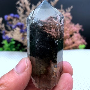 Rare Natural Large Included Garden Green Phantom Quartz Tower /Scenic Quartz Point/lodalite/energy stone/healing crystal/special gift