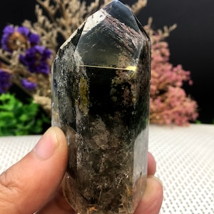 Rare Natural Large Included Garden Green Phantom Quartz Tower /Scenic Quartz Point/lodalite/energy stone/healing crystal/special gift
