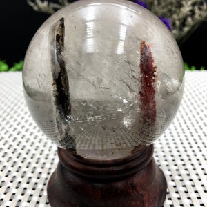 Natural Rare Transparent Brown+Green Tourmaline Rutilated Crystal Quartz Ball/tourmaline sphere/Crystal Specimen/Crystal Energy/Chakra