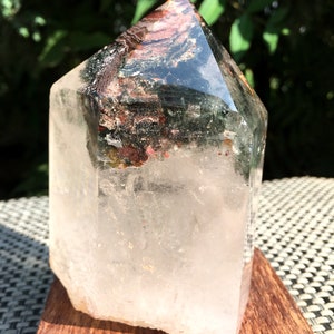 Rare Natural Large Included Garden Green Phantom Quartz Tower /Scenic Quartz Point/lodalite/energy stone/healing crystal/special gift