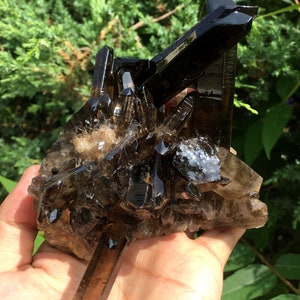 Top Large Raw black Crystal Cluster/Black Quartz Cluster/Quartz Cluster/Rough Black Abundance Crystal Plate/Healing Crystal/Energy