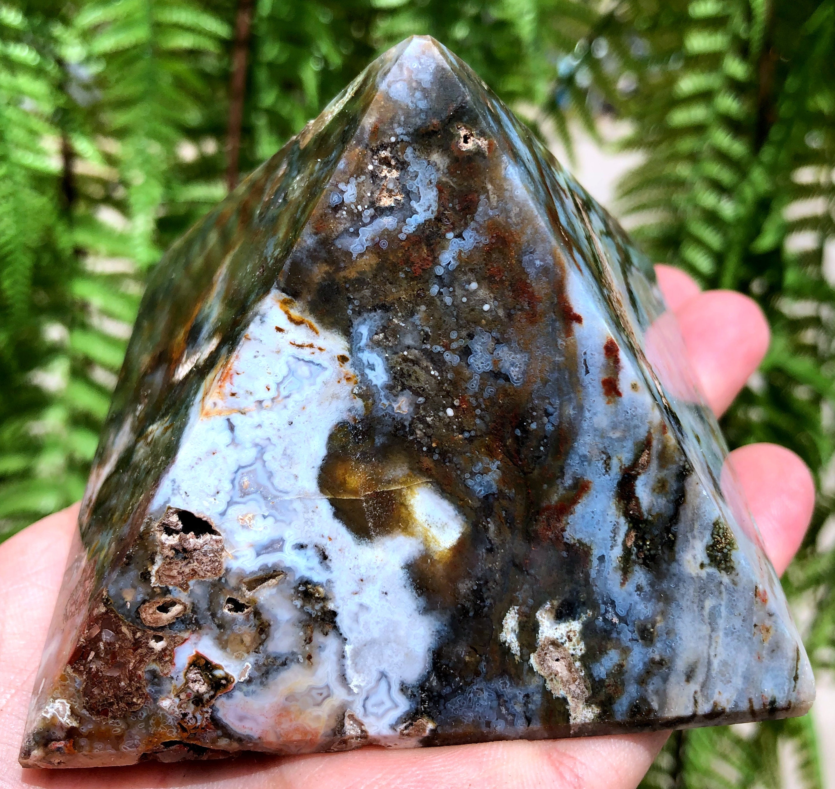 Natural Large Ocean Jasper Crystal Pyramid/Palm Stones Tower/Chakra/Reiki/Zen/Feng Shui/Meditation/Special Gift/Healing Crystal/Gift For Her