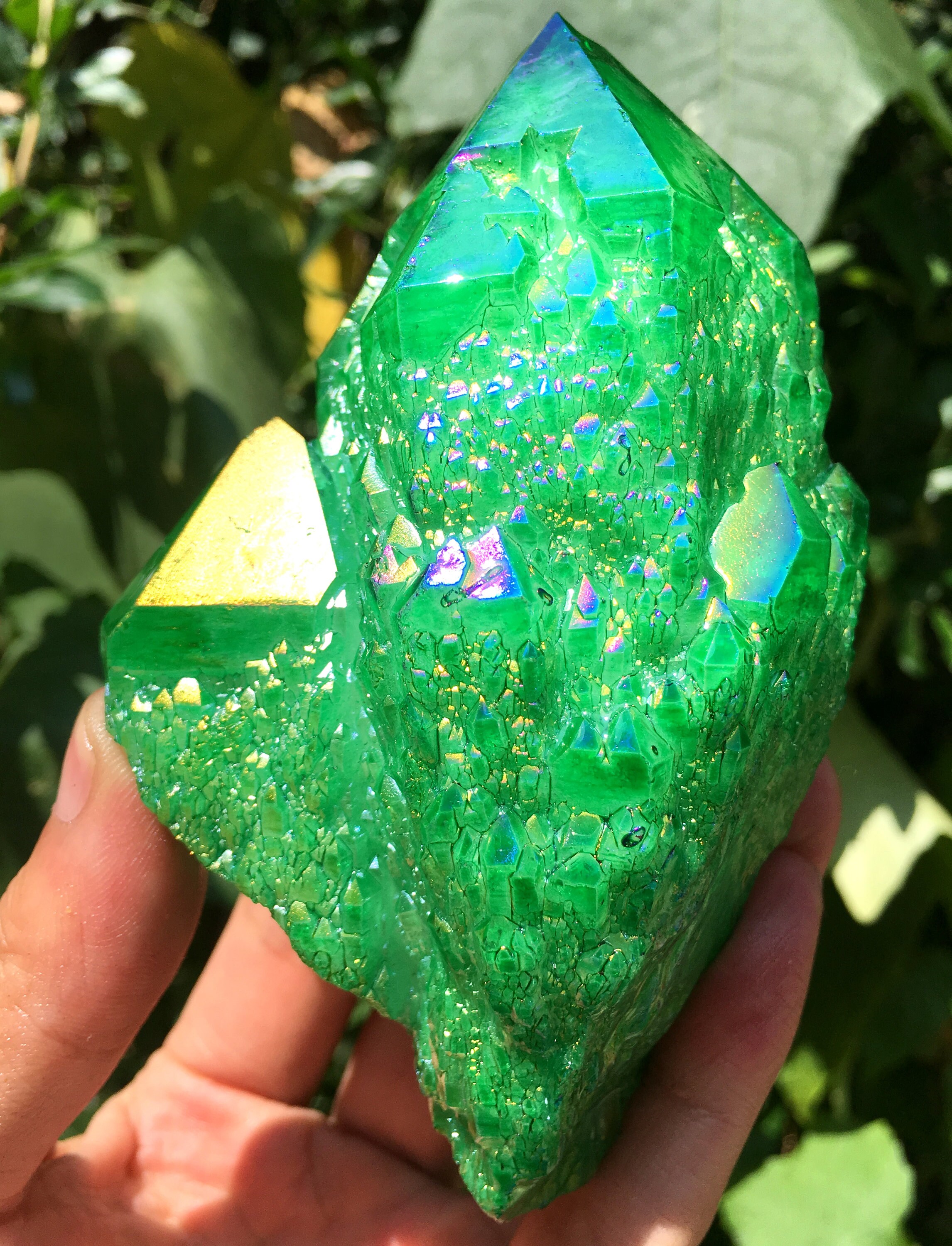 Green Aura Quartz Crystal Cluster/angel Aura Quartz Crystal Etsy