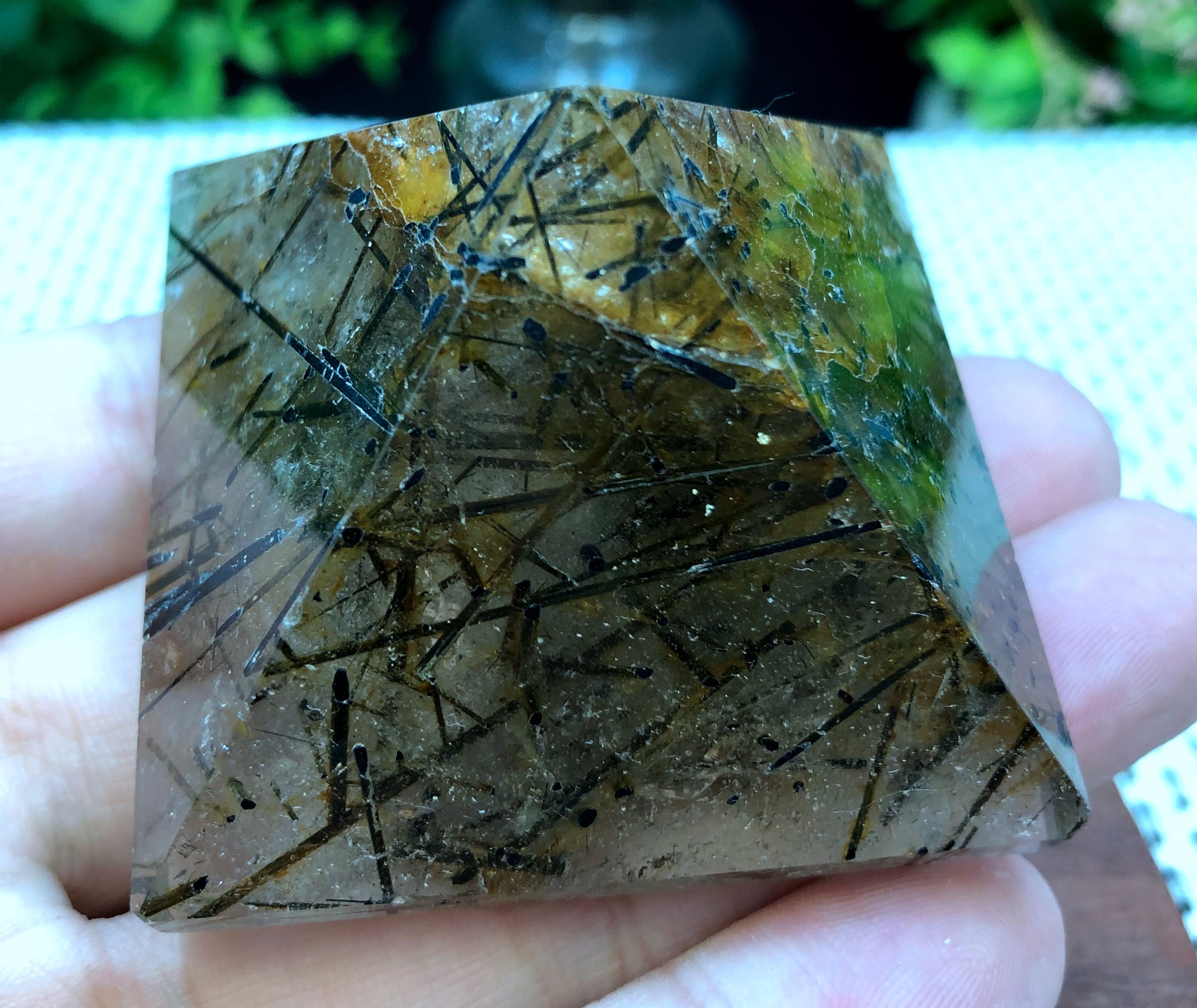 Pyramidal Quartz Rare Natural Included Thick Black Rutilated Pyramid/quartz - Etsy
