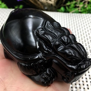 Hand carved obsidian Crystal Quartz Dragon turtle/Large obsidian carved Dragon turtle/Home Décor/Handmade Quartz Dragon turtle/Crystal Décor