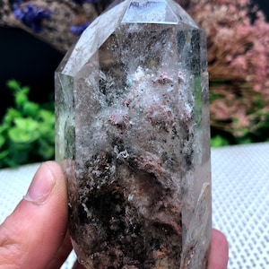 Rare Natural Large Included Garden Brown Phantom Quartz Tower /Scenic Quartz Point/lodalite/energy stone/healing crystal/special gift
