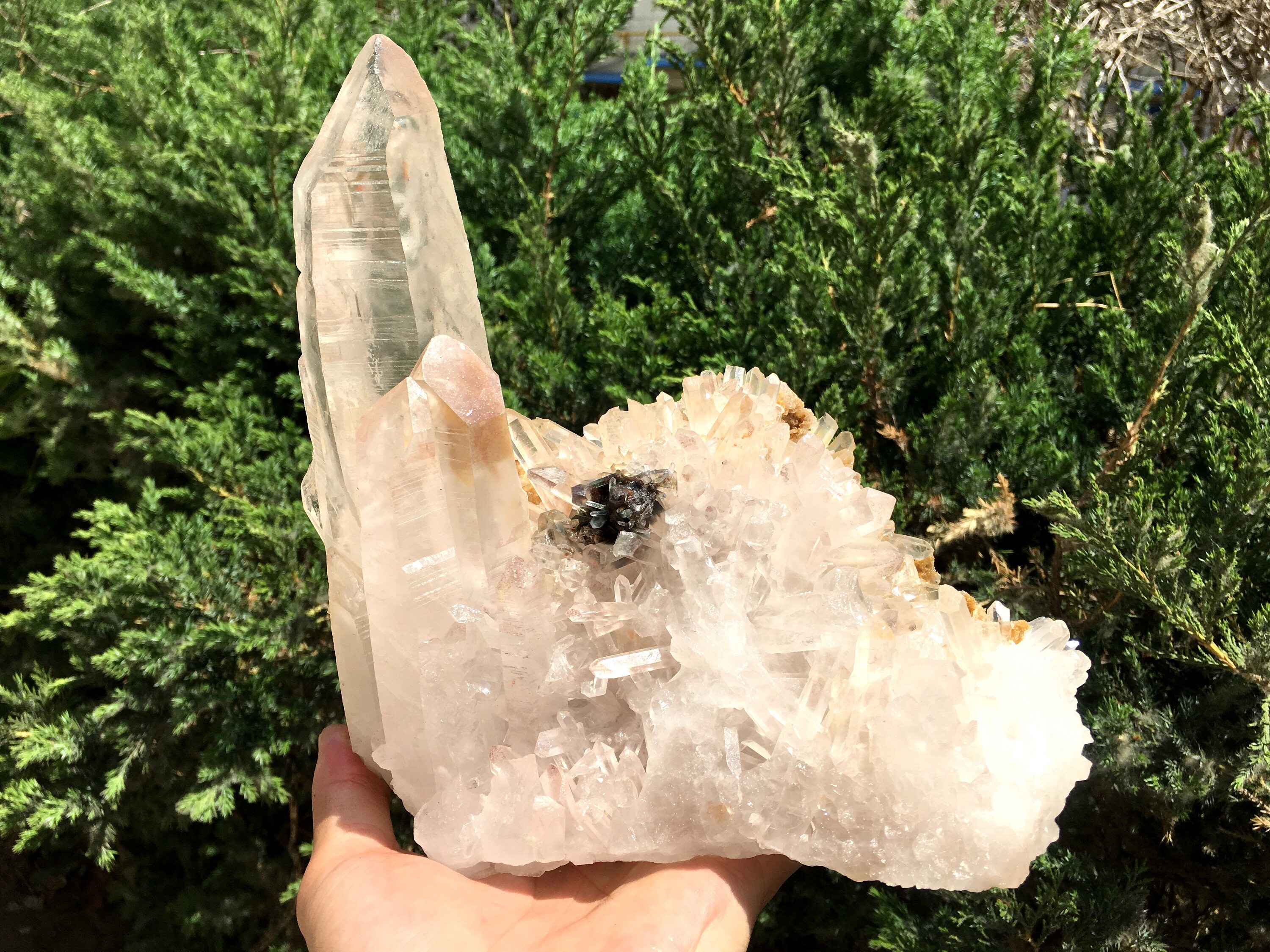 Natural Raw Himalaya Clear Abundance + Green Phantom Quartz Cluster/White Cluster/Receiver Generator Quartz-Reflect Light