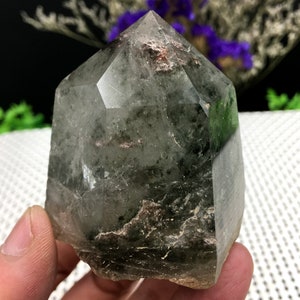 Rare Natural Large Included Garden Green Phantom Quartz Tower /Scenic Quartz Point/lodalite/energy stone/healing crystal/special gift