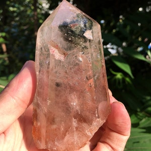 Rare Natural Large Included Garden Green Phantom Quartz Tower /Scenic Quartz Point/lodalite/energy stone/healing crystal/special gift