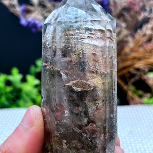 Rare Natural Large Included Garden Green Phantom Quartz Tower /Scenic Quartz Point/lodalite/energy stone/healing crystal/special gift
