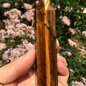 Große natürliche Tiger Auge Punkt/Quarz Pyramide/Chakra/Meditation/Energ/Selbstständer/Energie Stein Ornamente/Heilstein/Spezialgeschenk 125g
