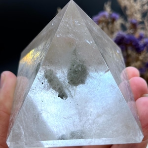 Rare Natural Large Included Garden Green+brown Phantom Quartz pyramid/Scenic Quartz Point/lodalite/energy stone/healing crystal/special gift