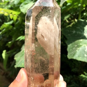 Rare Natural Large Included Garden Green Phantom Quartz Tower /Scenic Quartz Point/lodalite/energy stone/healing crystal/special gift