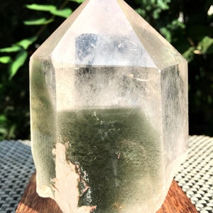 Rare Natural Large Included Garden Green Phantom Quartz Tower /Scenic Quartz Point/lodalite/energy stone/healing crystal/special gift