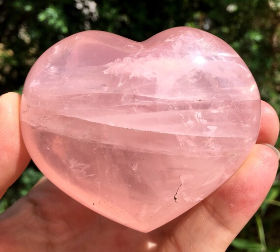 Clear Rainbow Rose Quartz Crystal Heart Pink Quartz Crystal Etsy