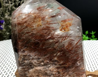 Rare Large Clear brown Rutilated Inclusions Quartz Point/Crystal Tower/Gold Needles Crystal specimen/special gift/energy stone