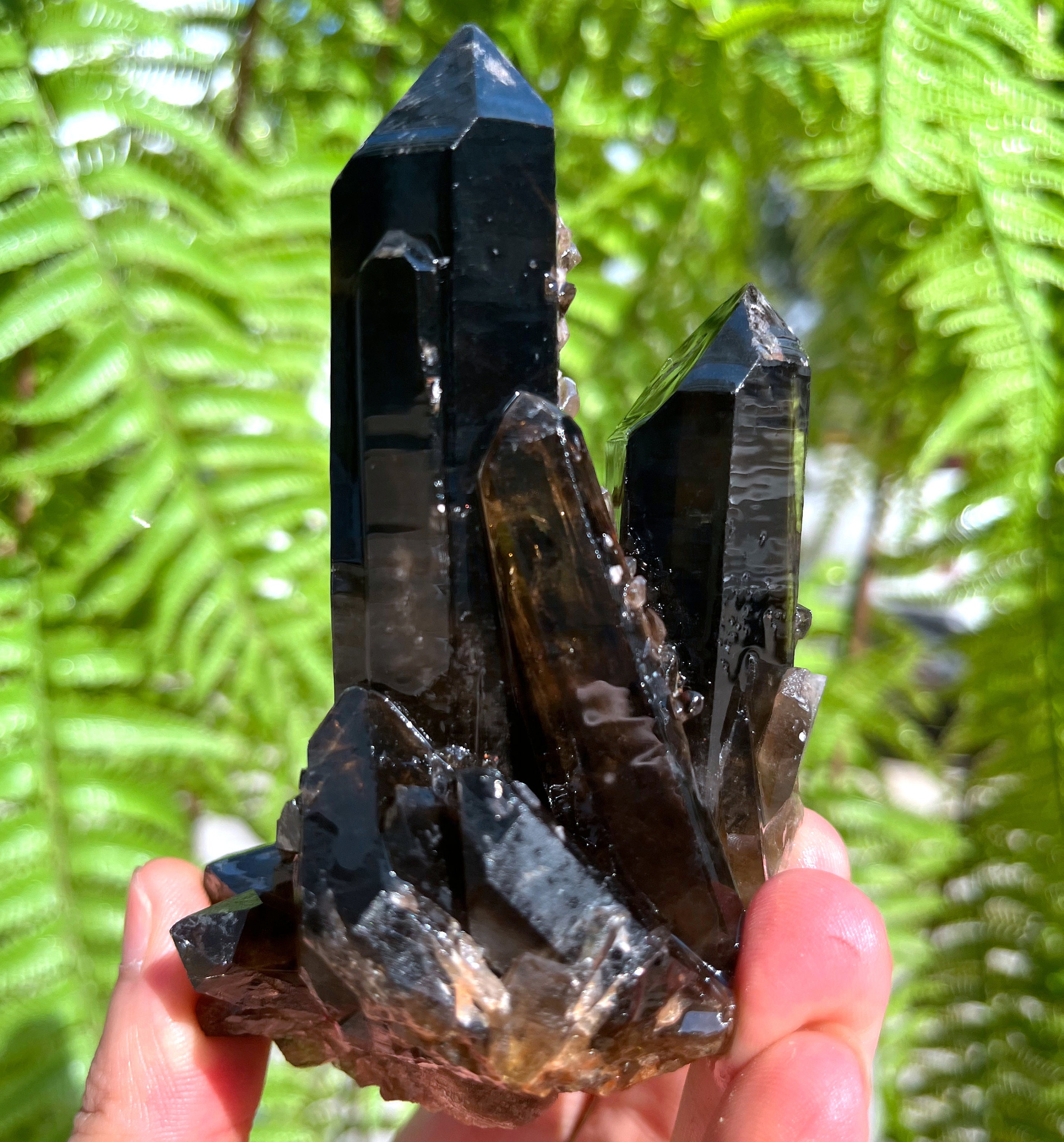 BAYDE Amas de Cristaux en Cristal Noir Naturel, grappe d'ananas, spécimen  de minerai de Quartz, Cadeau décoratif YICHENGYIN (Size : 400-450g)