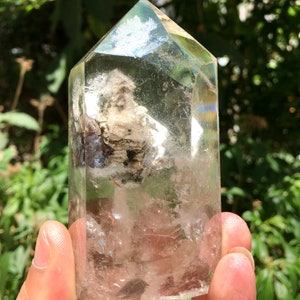 Rare Natural Large Included Garden white Phantom Quartz Tower /Scenic Quartz Point/lodalite/energy stone/healing crystal/special gift
