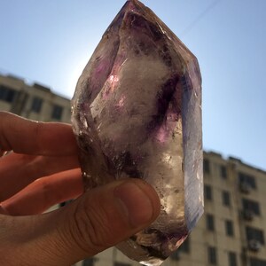 Best Natural Raw Large Chevron Banded Amethyst Quartz Point Stone Decor/Amethyst Quartz/specimen-380g-114x59x50mm#ZJ17