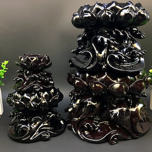 Hand Carved Round Hollowed-out resin lotus stand Sphere/Ball/Specimen Stand/Handmade Hollowing resin stand