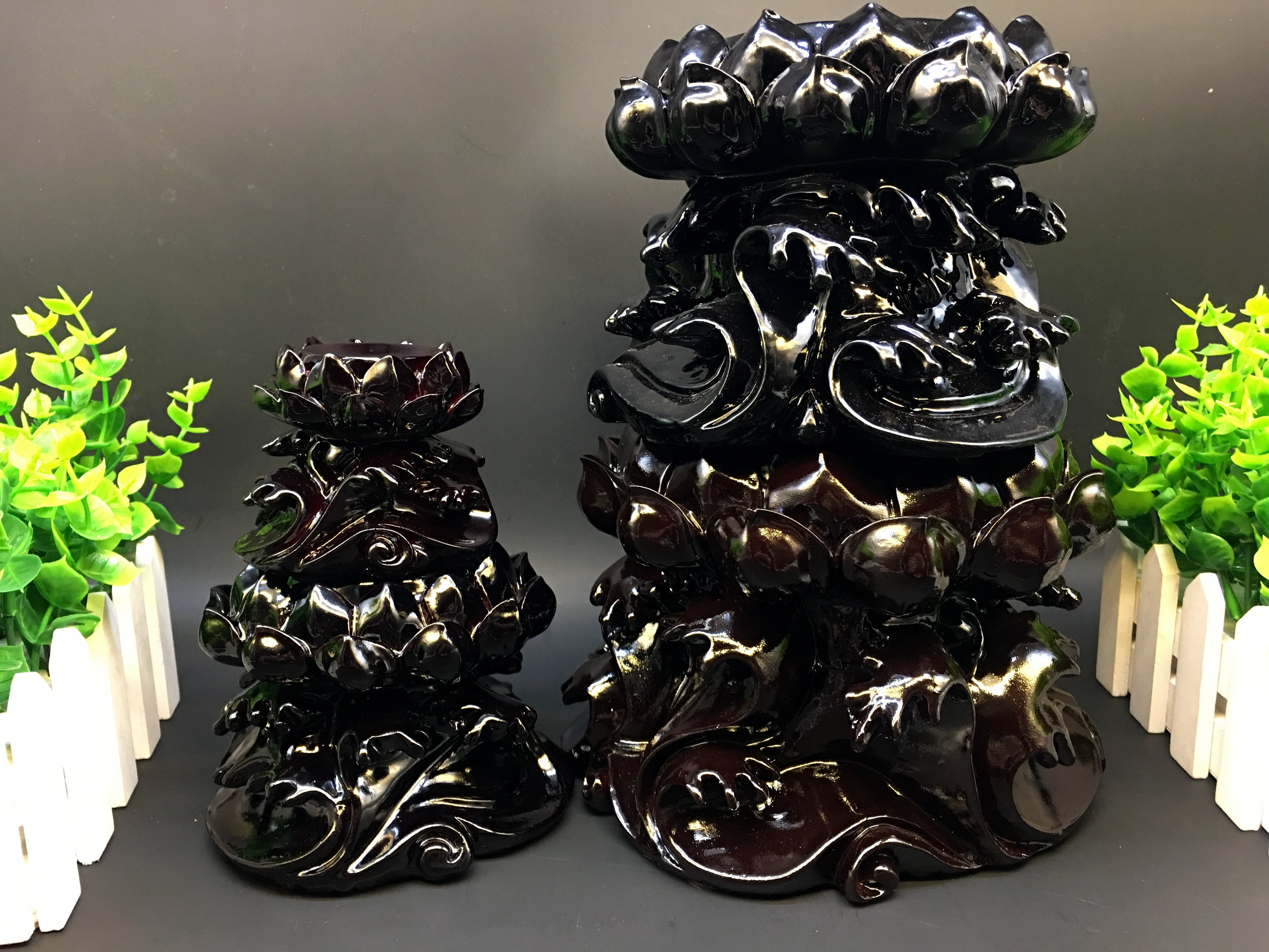 Hand Carved Round Hollowed-out resin lotus stand Sphere/Ball/Specimen Stand/Handmade Hollowing resin stand