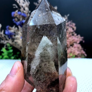 Rare Natural Large Included Garden Green+brown Phantom Quartz Tower /Scenic Quartz Point/lodalite/energy stone/healing crystal/special gift