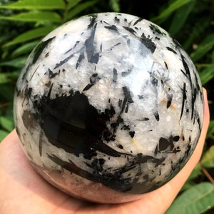 Natural Rare black Tourmaline Rutilated Crystal Quartz Ball/black Tourmaline Includes Crystal / Crystal Specimen/ Crystal Energy/Chakra