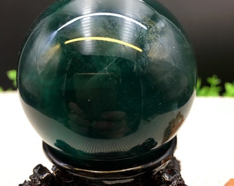 Natural Extra Large Green Fluorite Crystal Quartz Sphere/Clear Green Fluorite Ball/Healing Stone/Reiki/Chakra/Zen/Decoration/Gift for Her