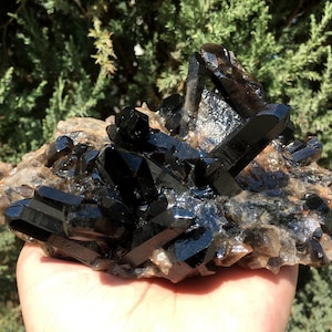 Top Large Raw black Crystal Cluster/Black Quartz Cluster/Quartz Cluster/Rough Black Abundance Crystal Plate/Healing Crystal/Energy