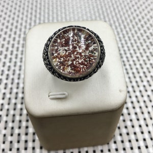 Rare Natural Large Included Garden Green Phantom Quartz ring/Scenic Quartz ring/lodalite/gift/Men&#39;s ring/Silver plated ring inlay.
