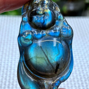 Hand carved Labradorite Buddha/Shiny Polished Labradorite /Jewelry/Chakra/Home Decor/collectibles/Decoration/Gift for Her/Energy stone