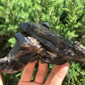 Top Large Raw black Crystal Cluster/Black Quartz Cluster/Quartz Cluster/Rough Black Abundance Crystal Plate/Healing Crystal/Energy