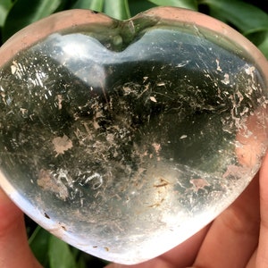 Hand carved Crystal Quartz heart/white raw crystal/crystal lattice/special gift/meditation stone/gift to send her/Valentine&#39;s Day present