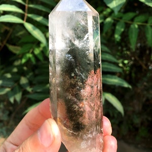 Rare Natural Large Included Garden Green Phantom Quartz Tower /Scenic Quartz Point/lodalite/energy stone/healing crystal/special gift