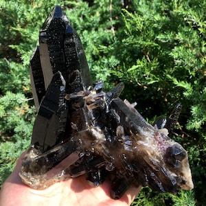 Top Large Raw black Crystal Cluster/Black Quartz Cluster/Quartz Cluster/Rough Black Abundance Crystal Plate/Healing Crystal/Energy
