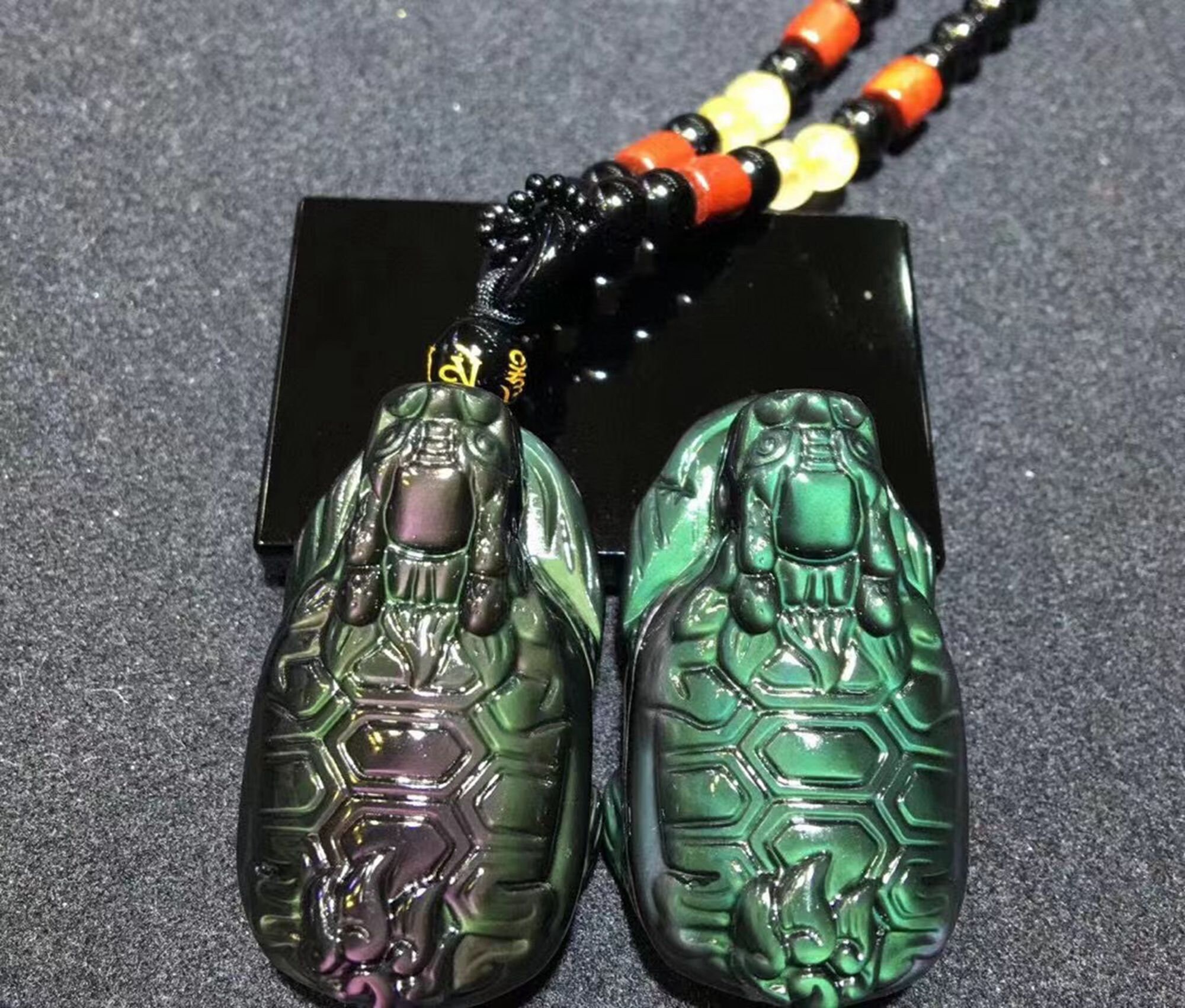 Natürliche Eis Obsidian Drachen Marke Anhänger Halskette
