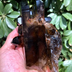 Large Raw Smoke crystal + yellow Crystal Cluster/Black Quartz Cluster/Quartz Cluster/Black Abundance Crystal /Reiki/Meditation/self stand