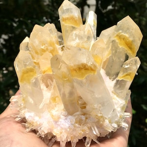 Angel Aura Quartz Himalaya Clear Abundance Quartz Cluster/White Abundance Quartz Cluster/Healing Crystal/Reiki/Meditation/self stand