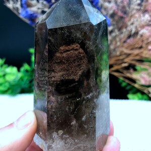 Rare Natural Large Included Garden Brown+Green Phantom Quartz Tower /Scenic Quartz Point/lodalite/energy stone/healing crystal/special gift