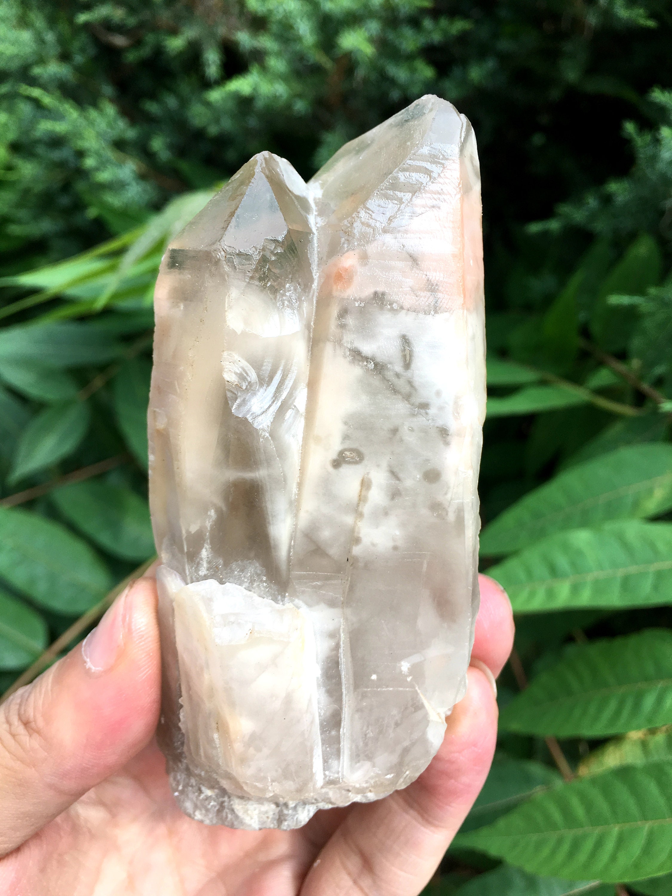 Large Natural Skeleton Crystal/Contain Inside Rabbit Hair Crystal/White Crystal/Sceptre/Healing Crystal/Energy Crystal/Feng Shui/Meditation