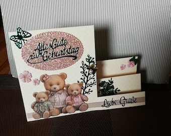 Birthday card for a woman or children, with bear