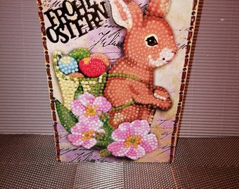 Easter card in beige brown with small colorful stones