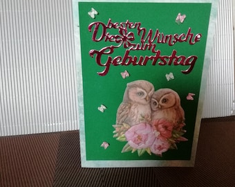 Birthday card for a woman with owls