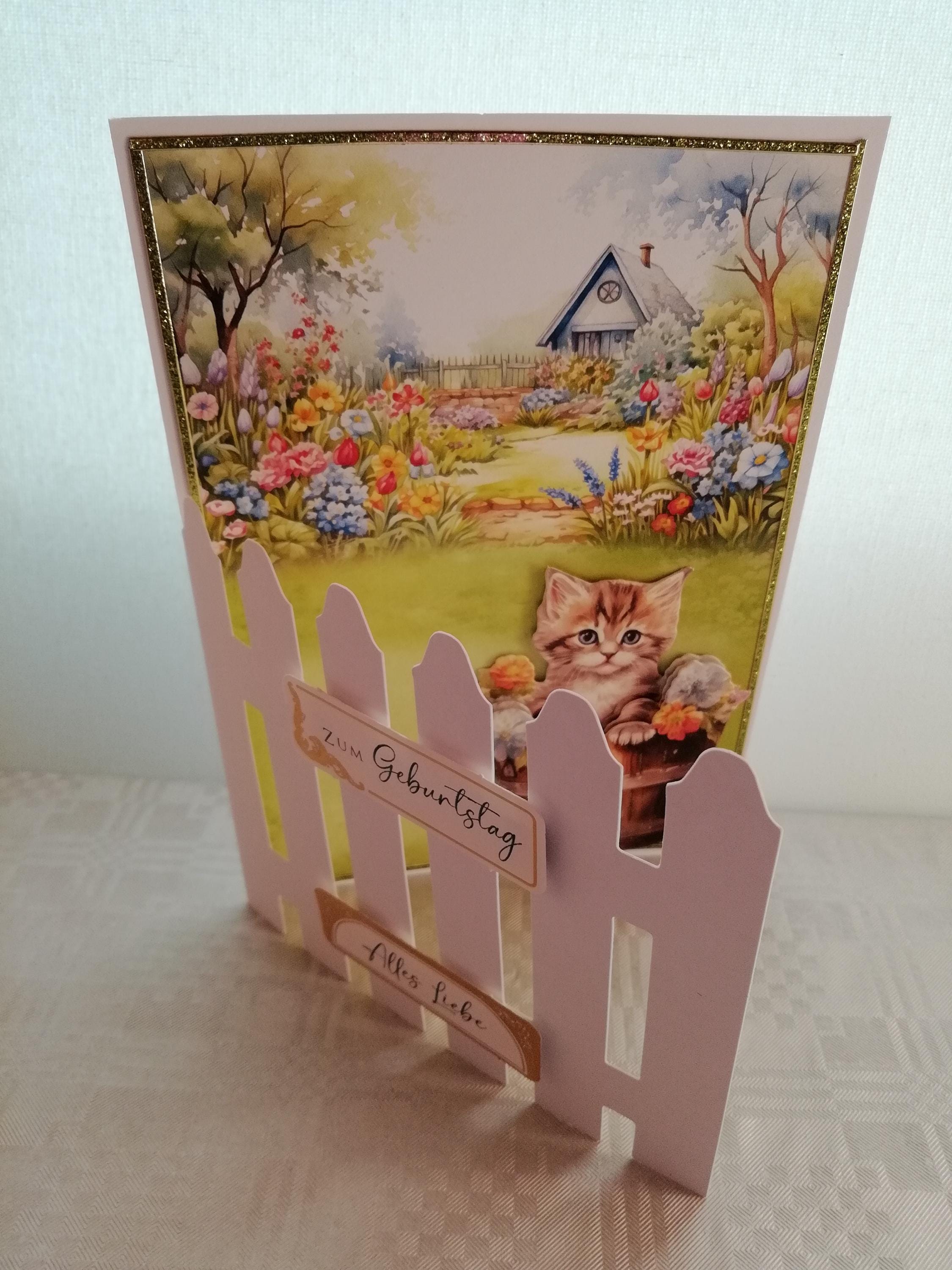 Birthday card for a woman, playful, nature, cat
