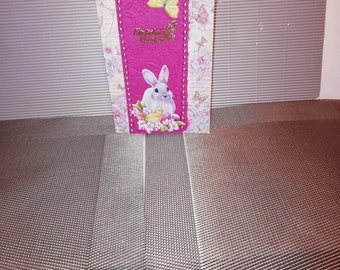 Easter card in pink and colorful with flowers